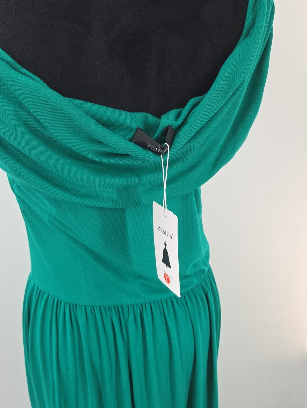Off-Shoulder Emerald Green Maxi Dress NWT Size Large - Picture 15 of 16